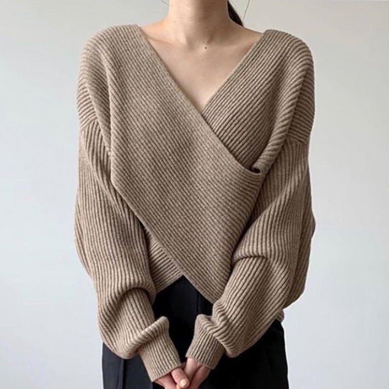 DIANA | Knit jumper with cross-over neckline - Liora Melbourne