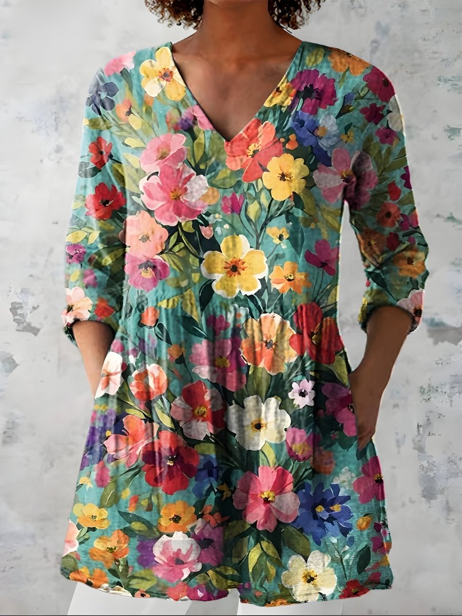ANGEL | Long blouse with V-neck - Liora Melbourne