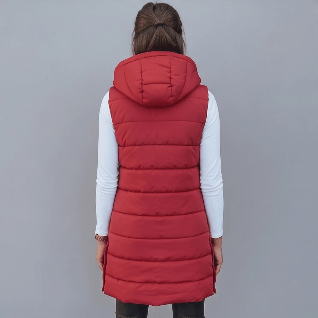 HARPER | Longline puffer vest with hood - Liora Melbourne