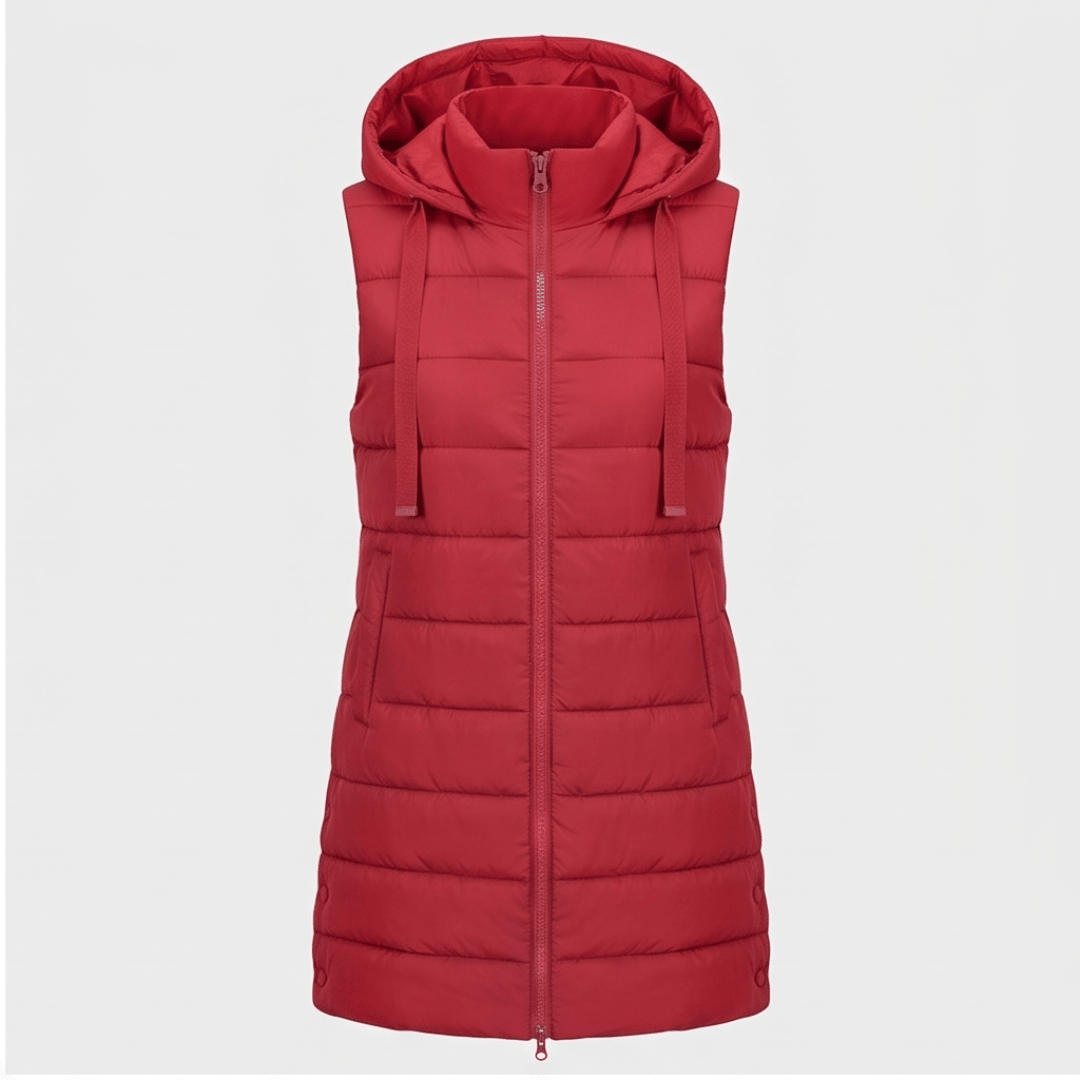 HARPER | Longline puffer vest with hood - Liora Melbourne