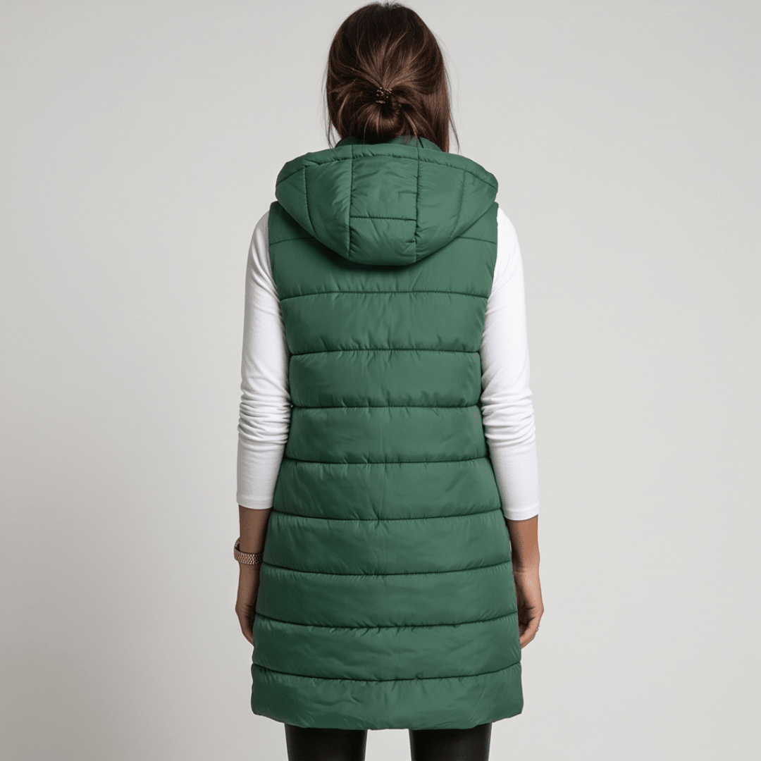 HARPER | Longline puffer vest with hood - Liora Melbourne