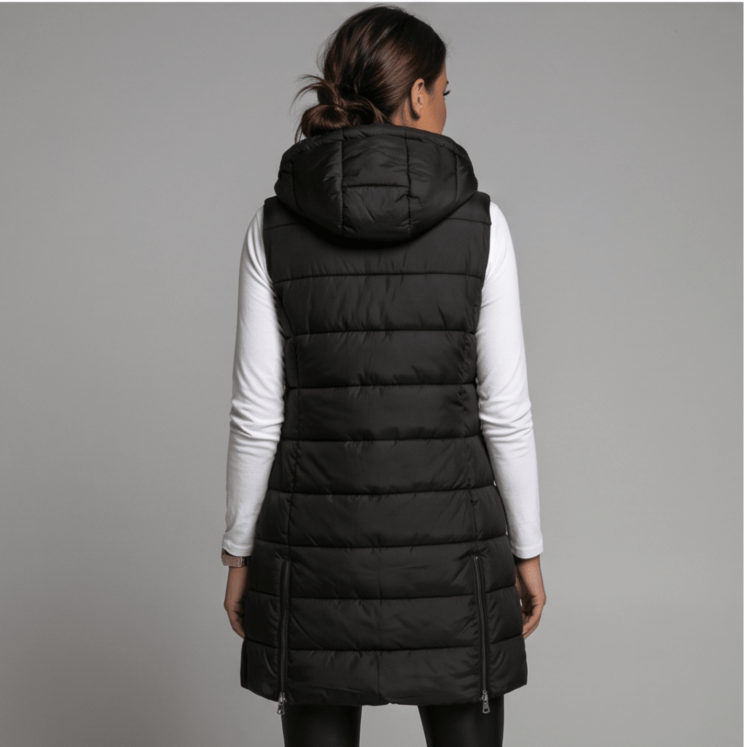 HARPER | Longline puffer vest with hood - Liora Melbourne