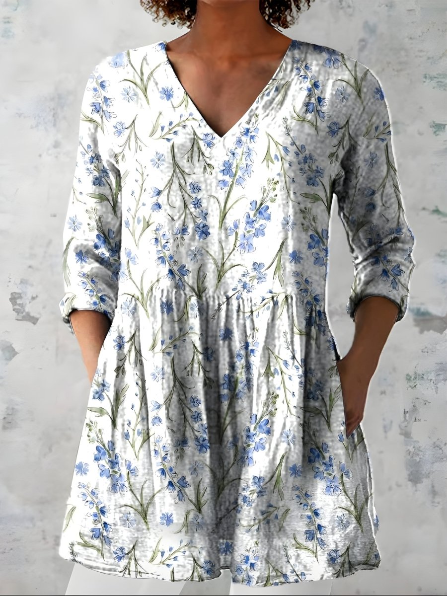 LENORA | Long blouse with V-neck - Liora Melbourne