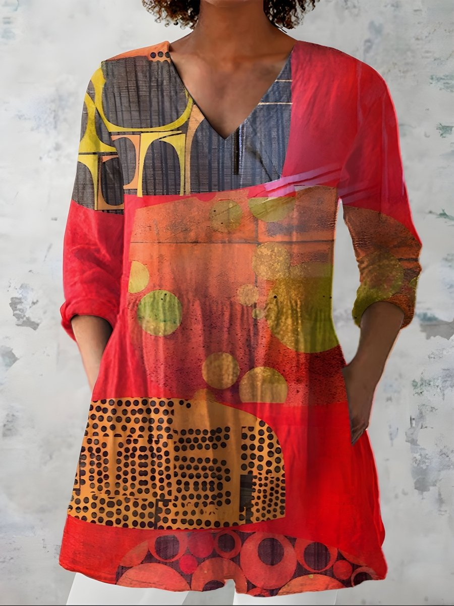 MARIA | Long blouse with V-neck - Liora Melbourne