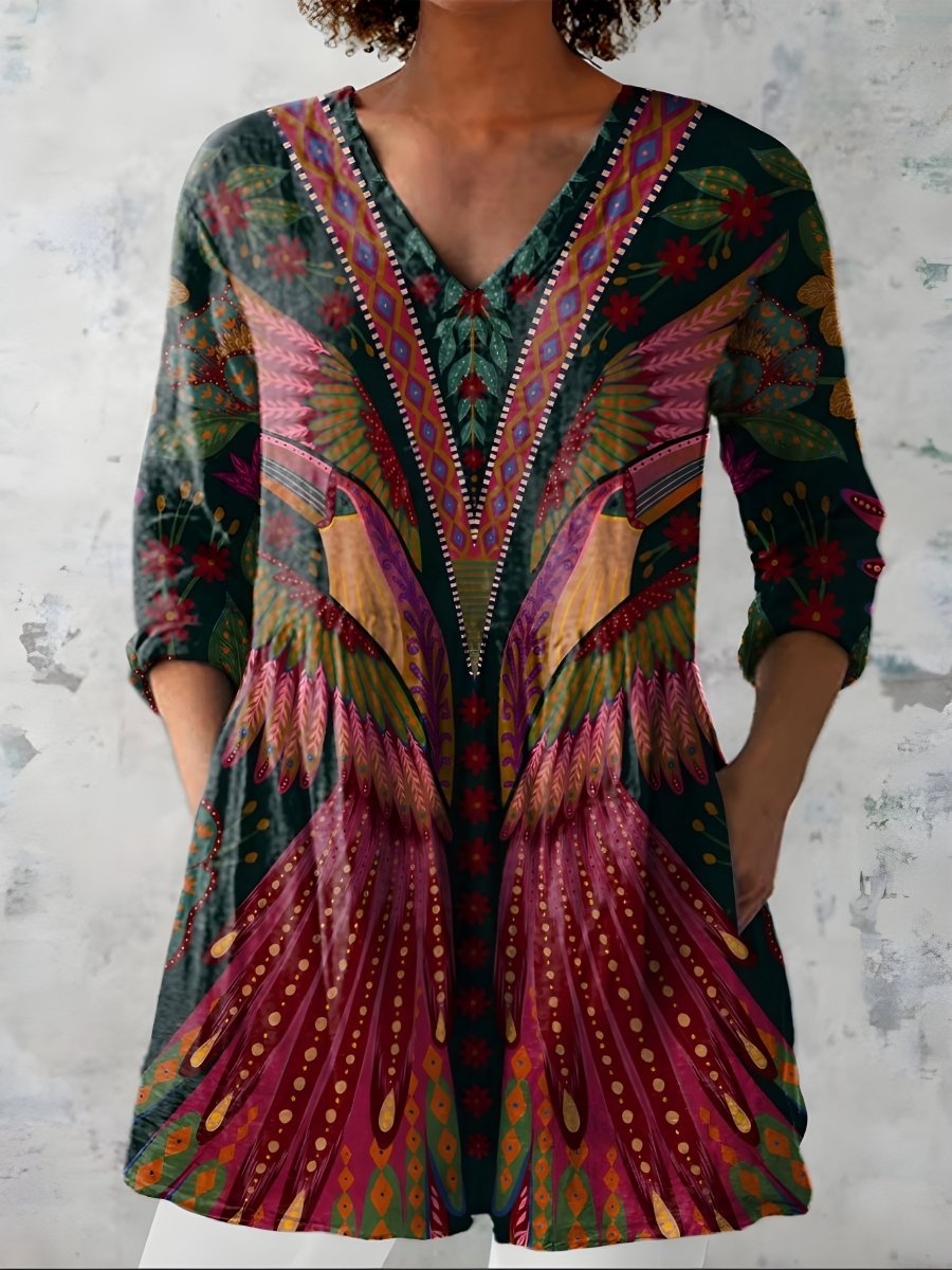 JAYLA | Long blouse with V-neck - Liora Melbourne