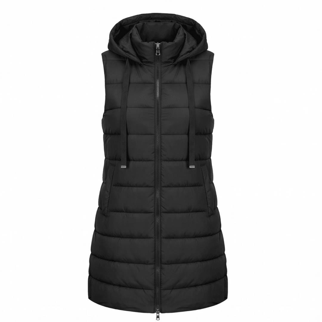 HARPER | Longline puffer vest with hood - Liora Melbourne