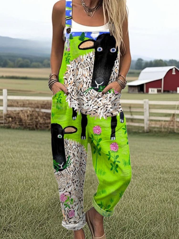 ZOE | Jumpsuit with sheep and floral print - Liora Melbourne