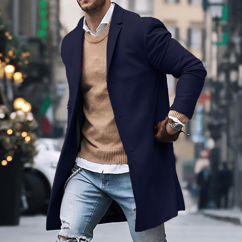 ADRIAN | Mid-length coat with notch lapel - Liora Melbourne
