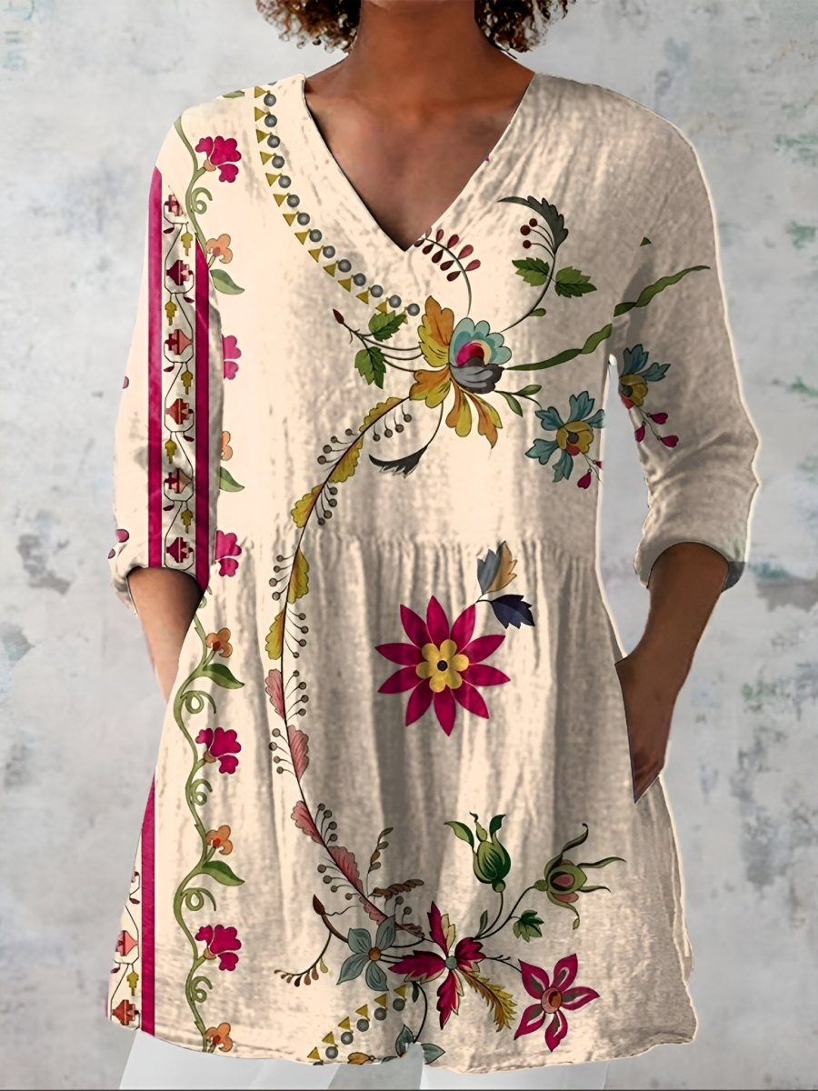 LOTTIE | Long blouse with V-neck - Liora Melbourne
