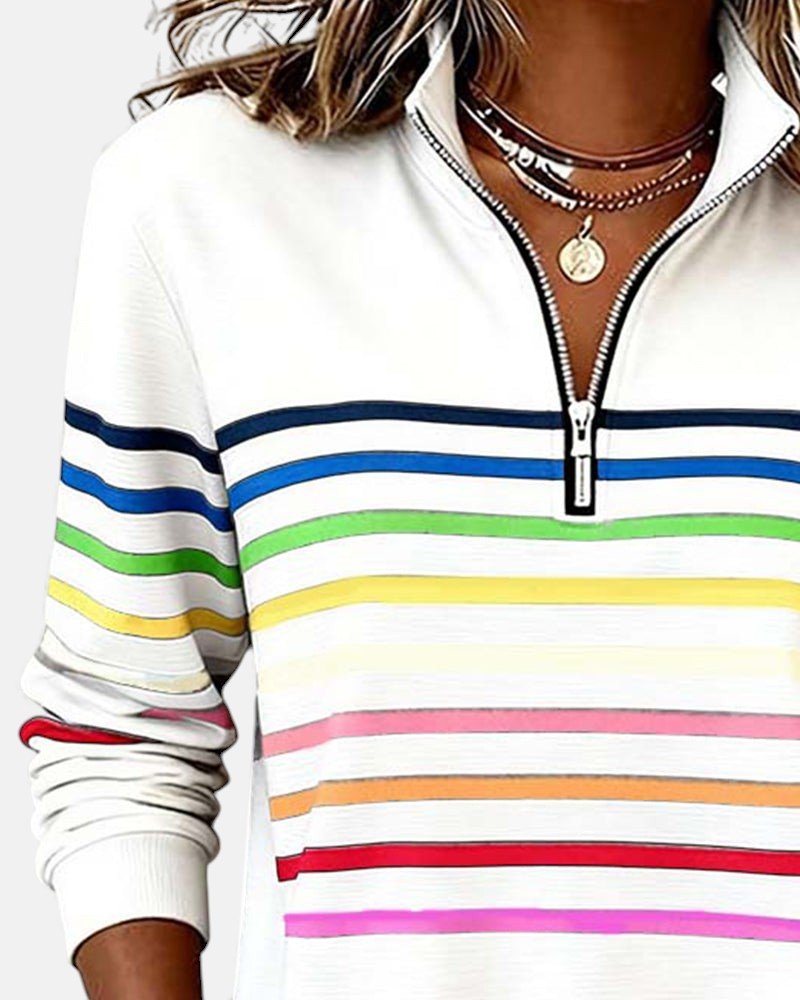 WREN | Zip sweatshirt with rainbow stripes - Liora Melbourne