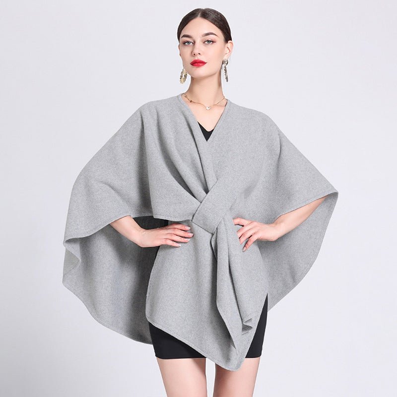 MARINA | Caped fleece shawl with open front - Liora Melbourne