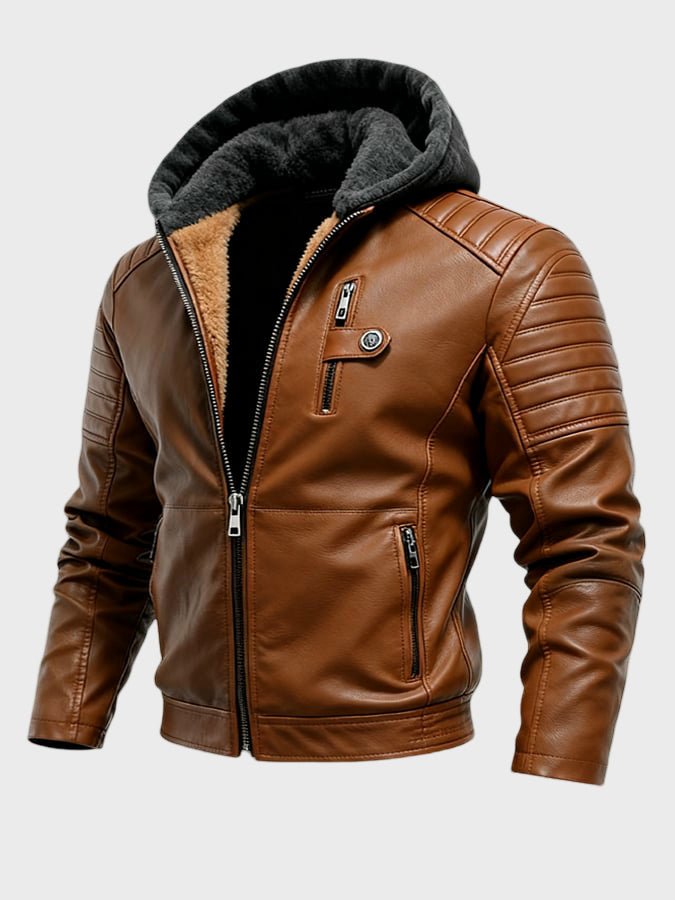 JASPER | Hooded jacket with faux leather detail - Liora Melbourne