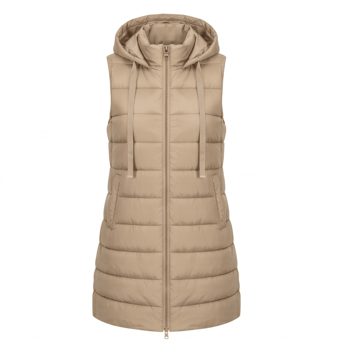 HARPER | Longline puffer vest with hood - Liora Melbourne
