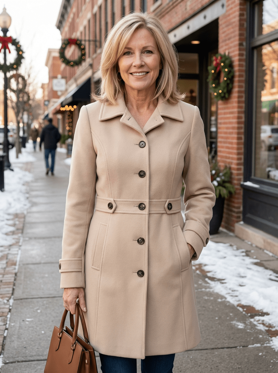 IRENE | Wool-blend coat with button front - Liora Melbourne