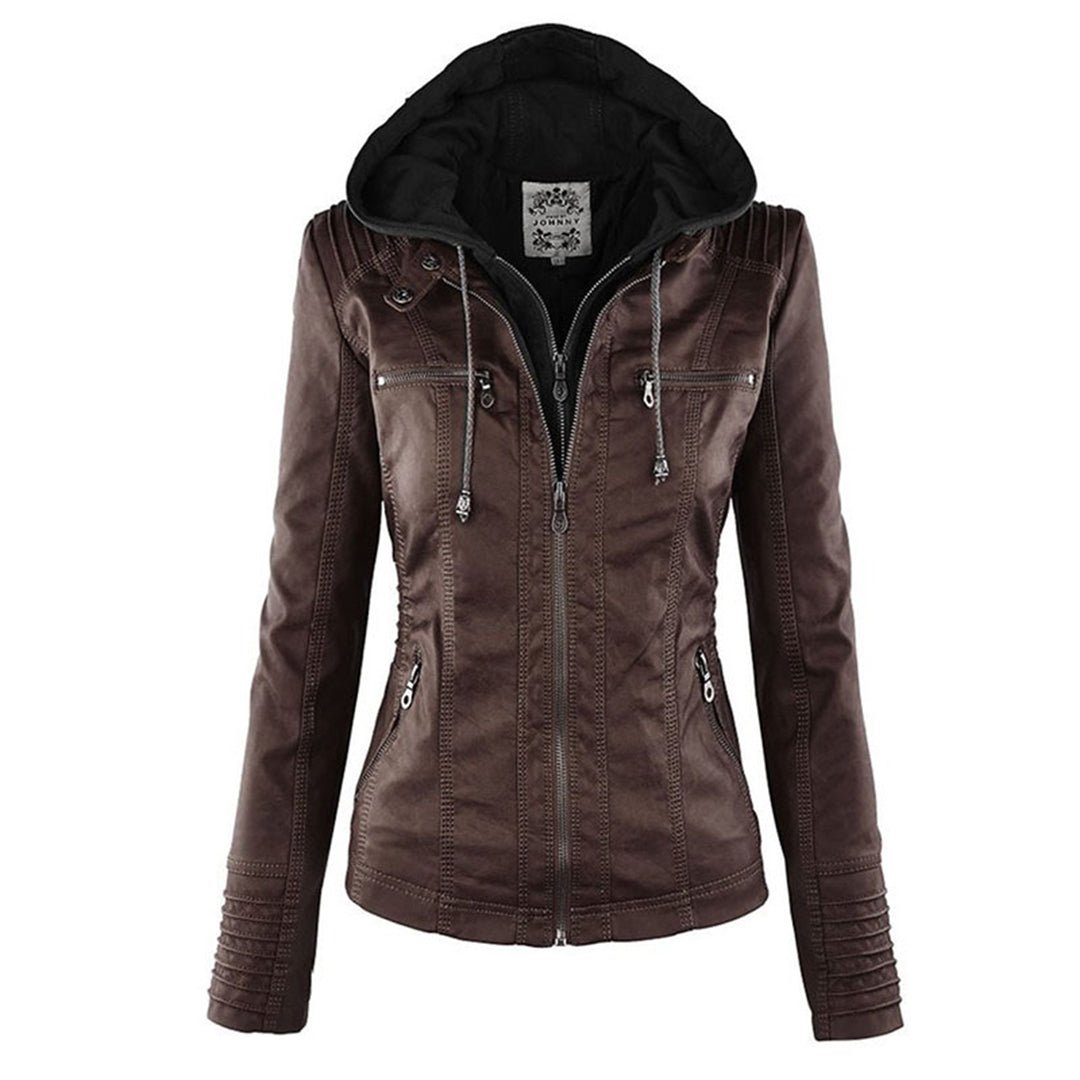 ISLA | Leather jacket with detachable hood - Liora Melbourne