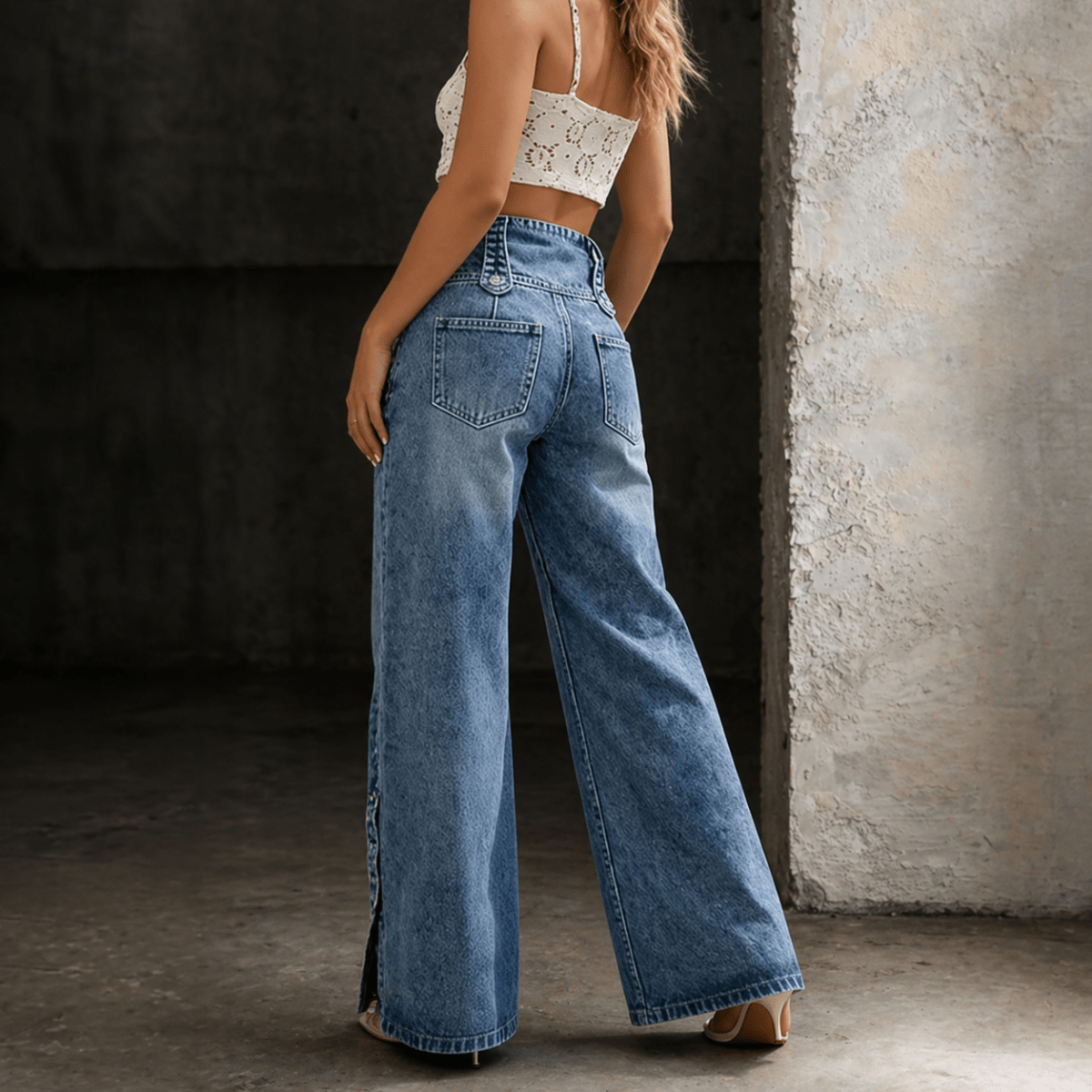 JOLENE | High-waist jeans with side slits - Liora Melbourne