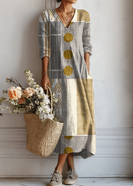 EMILY | Bohemian dress with abstract print - Liora Melbourne