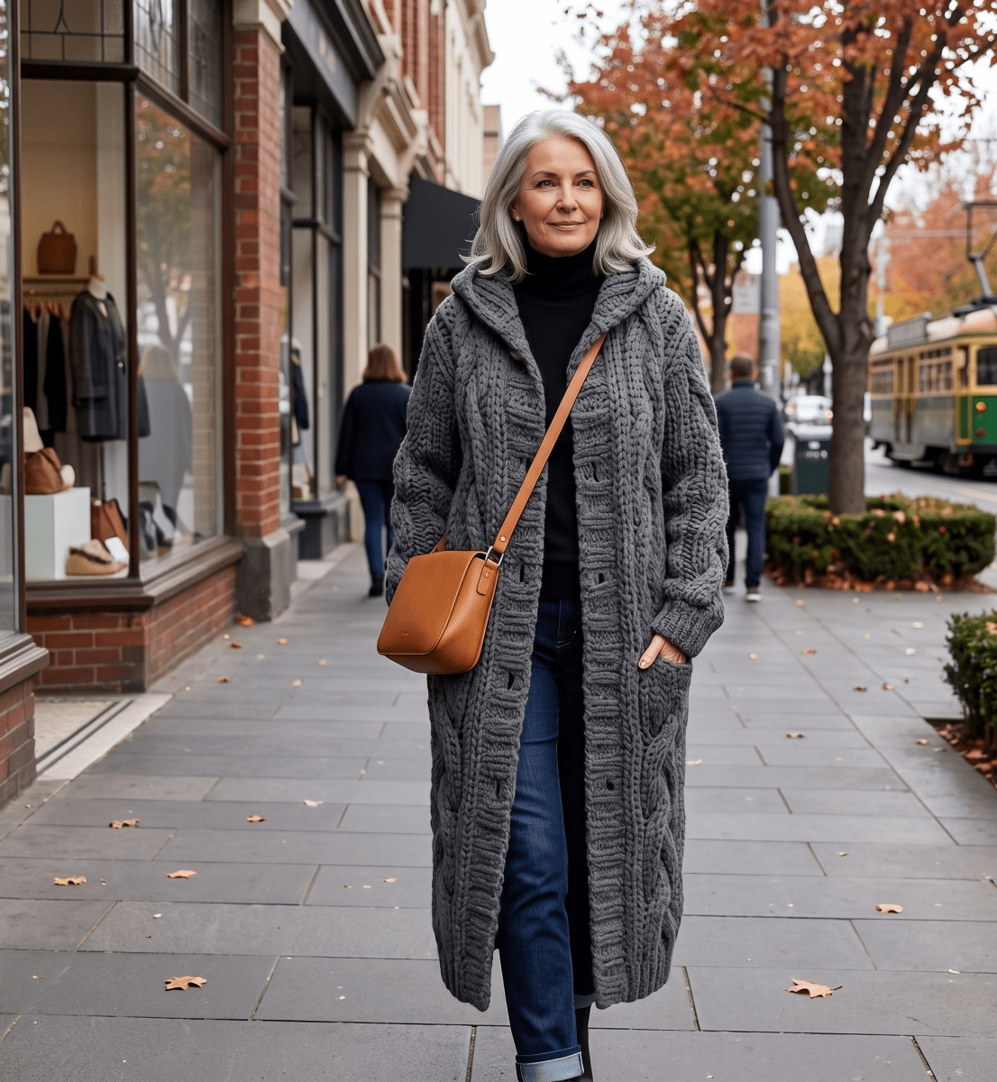 AURORA | Longline coat with cable knit - Liora Melbourne