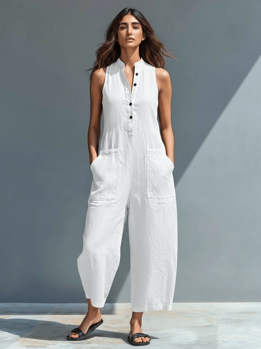 MORGAN | Sleeveless jumpsuit with high collar - Liora Melbourne