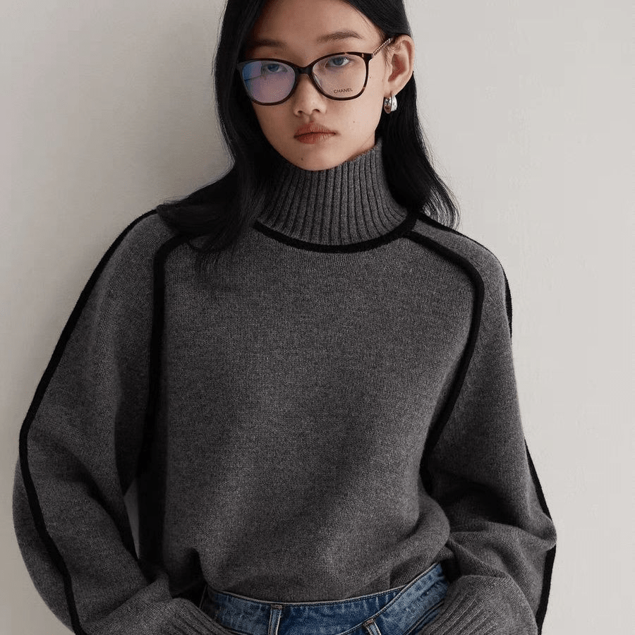 BELLA | Turtleneck jumper with ribbed trim - Liora Melbourne