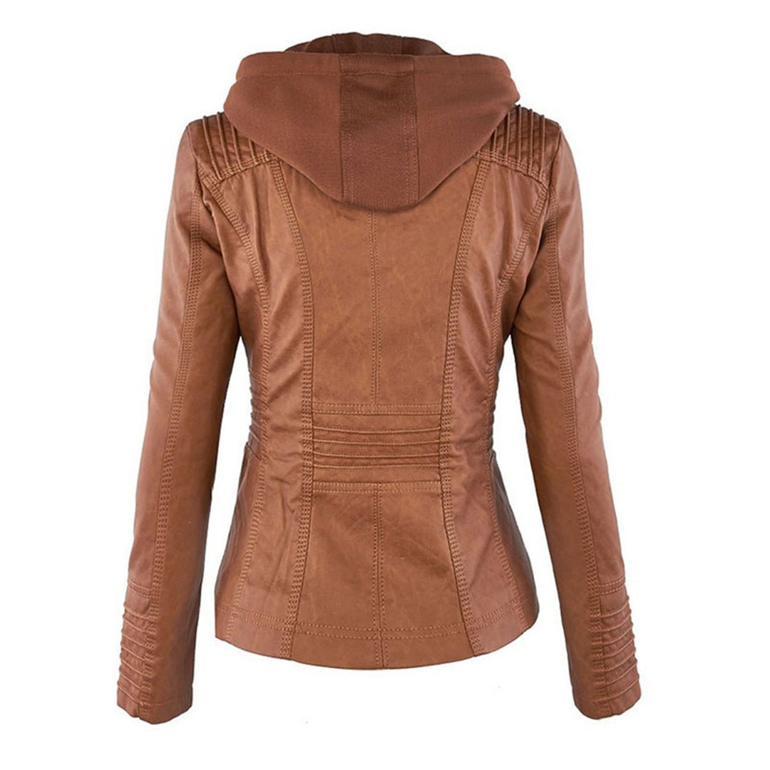 LALUNA | Leather jacket with detachable hood - Liora Melbourne