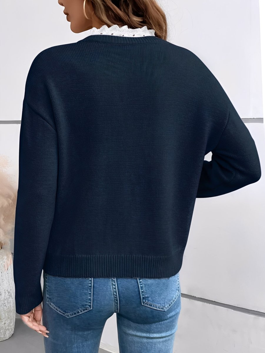 GRACE | Knitted jumper with lace collar - Liora Melbourne