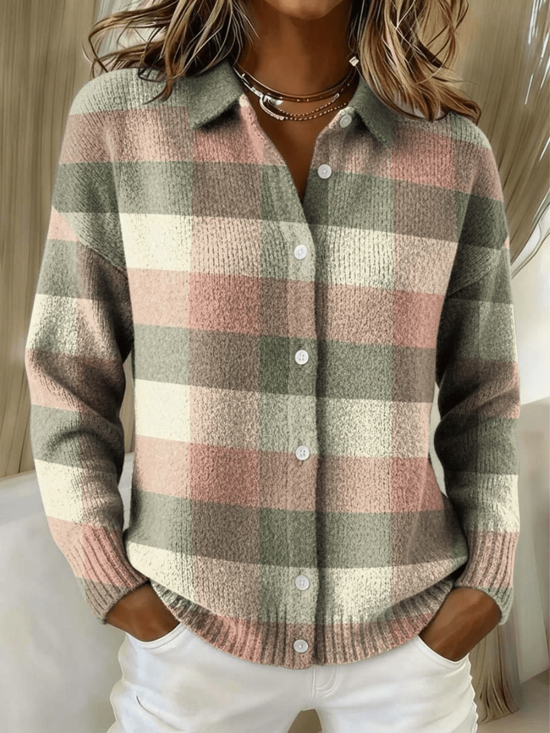 GRACE | Knit cardigan with plaid pattern - Liora Melbourne