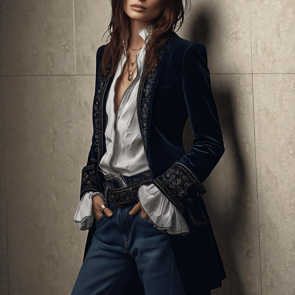 ELISE | Velvet blazer with structured silhouette - Liora Melbourne