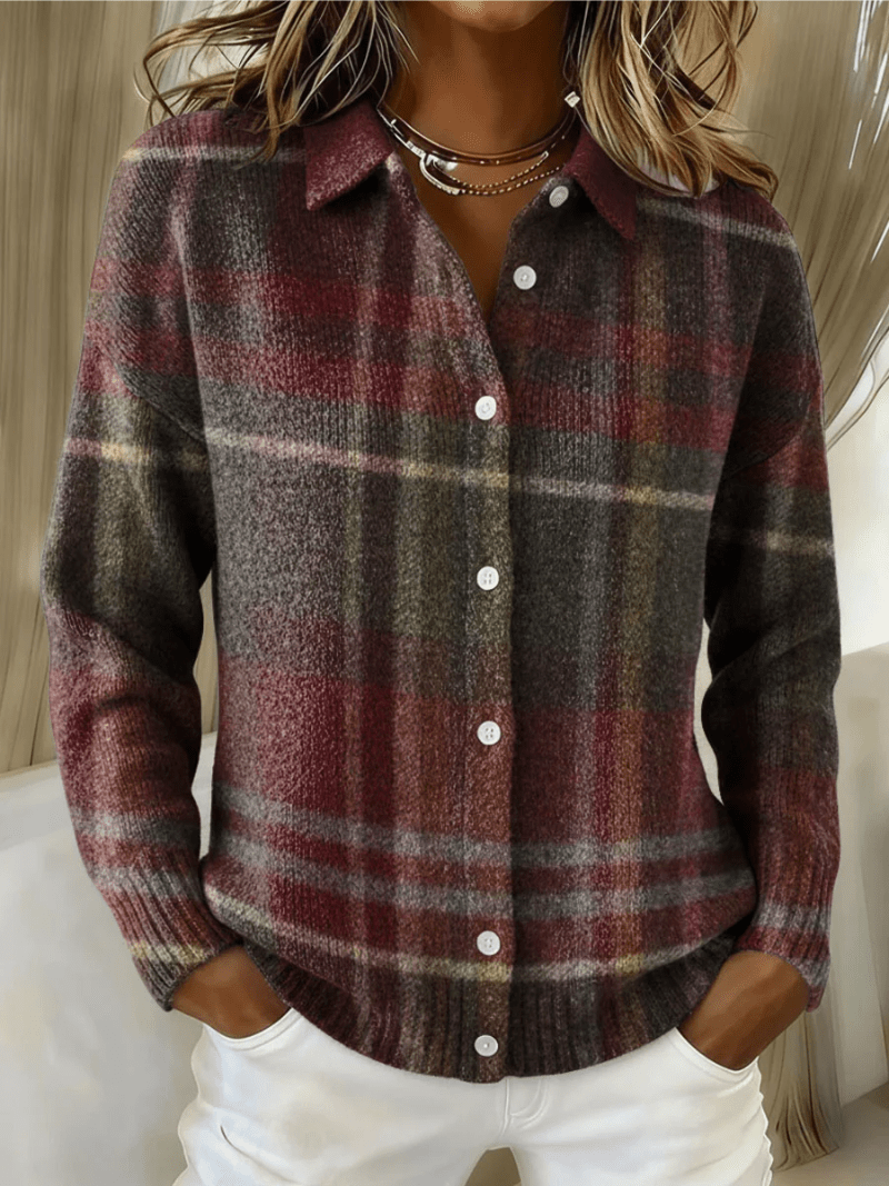 ELEANOR | Knit cardigan with plaid pattern - Liora Melbourne
