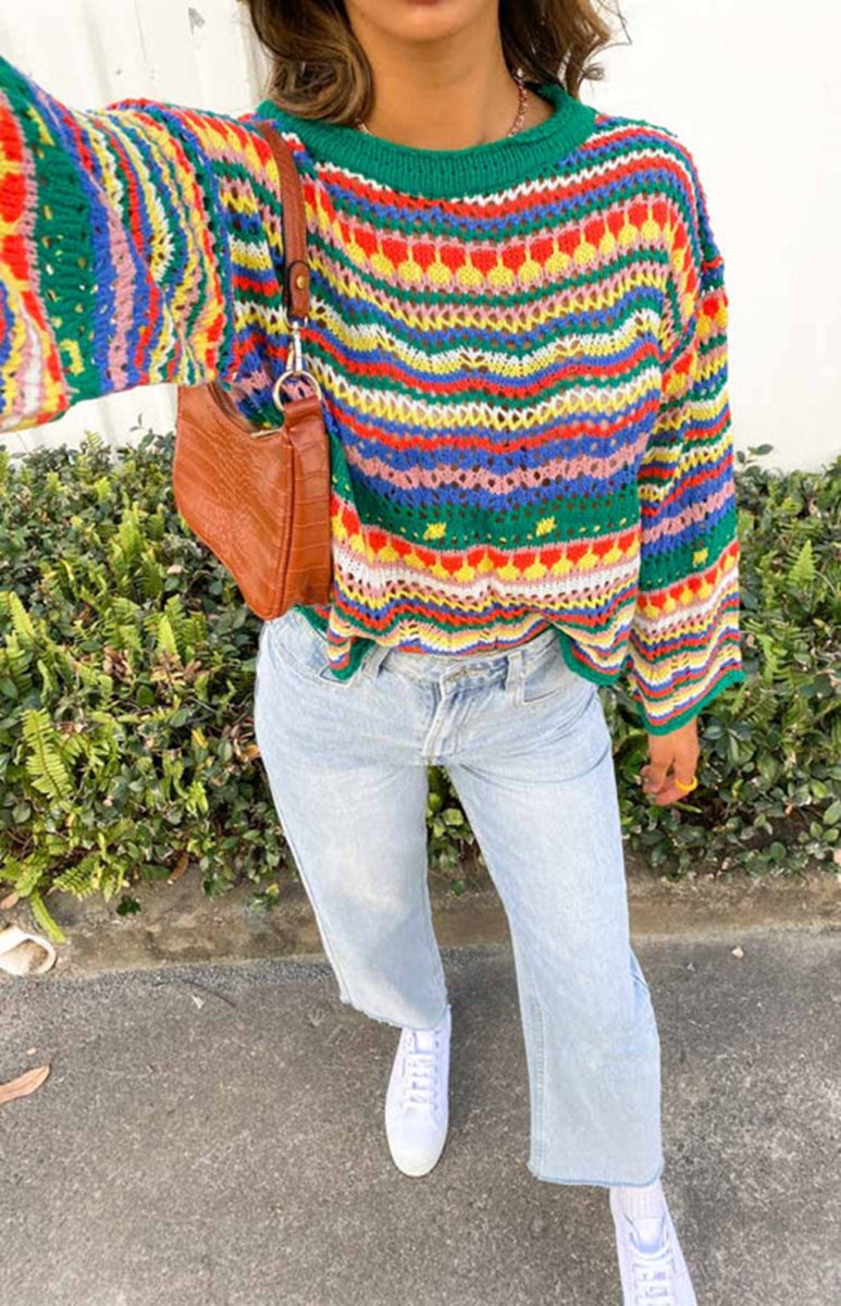ZARA | Knitted jumper with colour-block detail - Liora Melbourne
