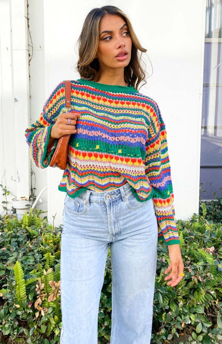 ZARA | Knitted jumper with colour-block detail - Liora Melbourne