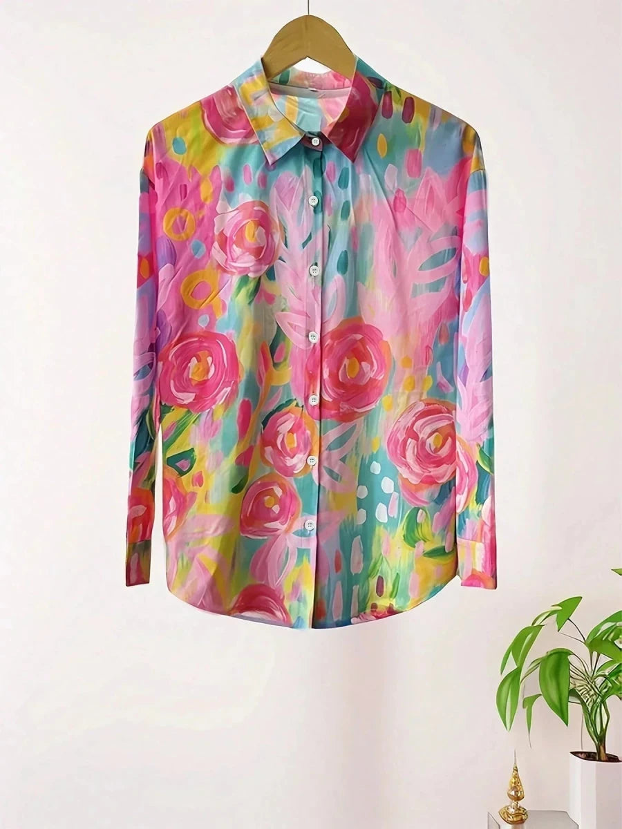 RINA | Blouse with colourful print - Liora Melbourne