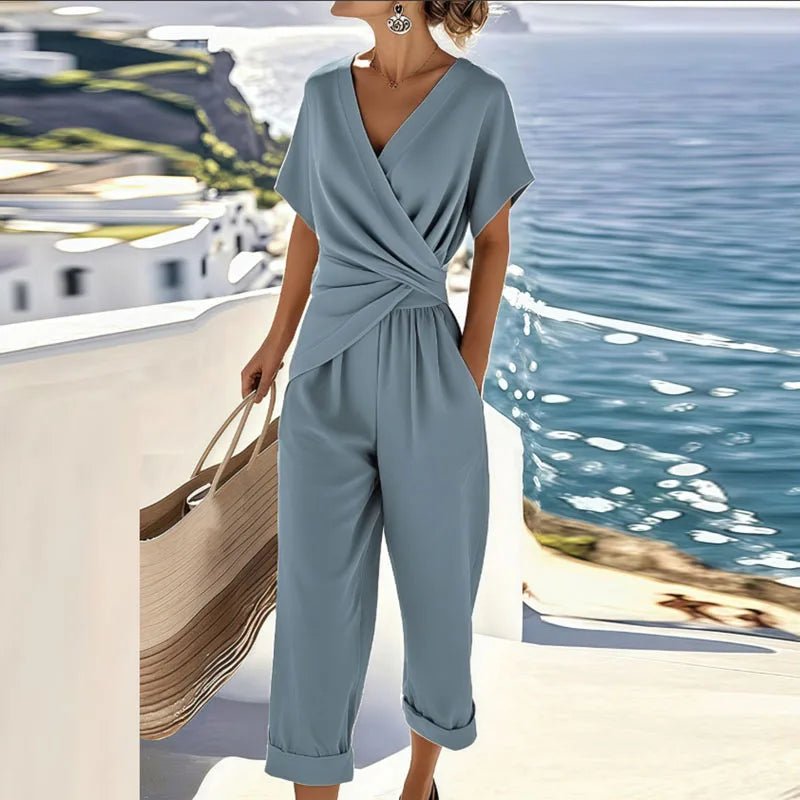 COLLEEN | Set with wrap-front top and cropped trousers - Liora Melbourne