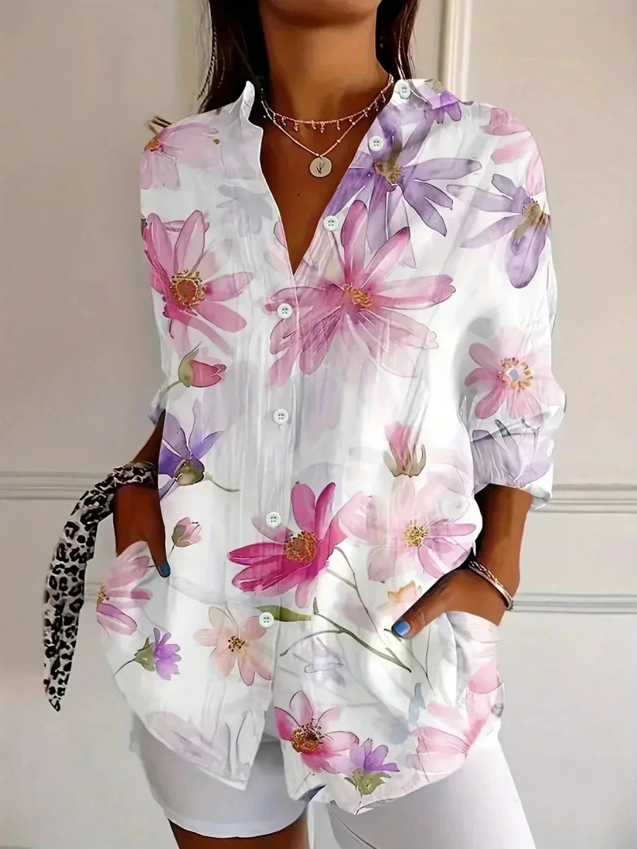 RINA | Blouse with colourful print - Liora Melbourne