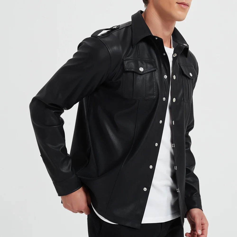 RHYS | Long sleeve top with leather finish - Liora Melbourne