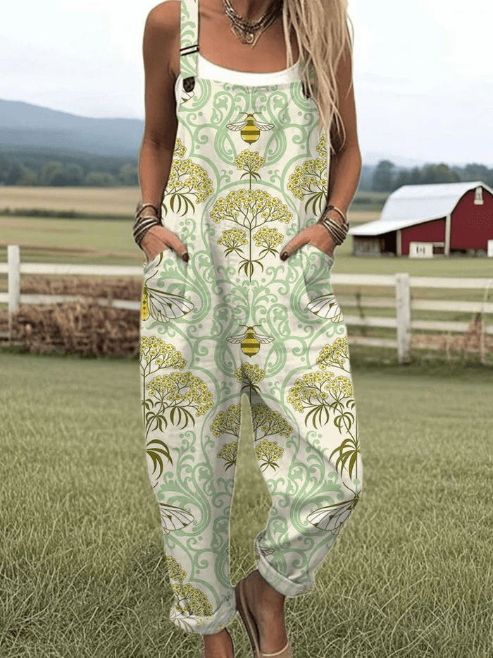 CHARLOTTE | Jumpsuit with bee and floral print - Liora Melbourne