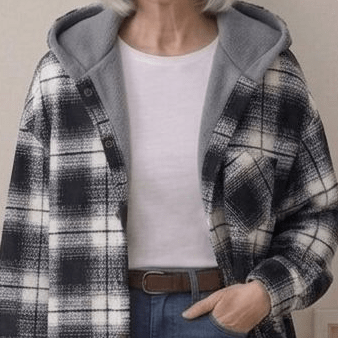 PIPER | Hooded shacket with flannel fabric - Liora Melbourne