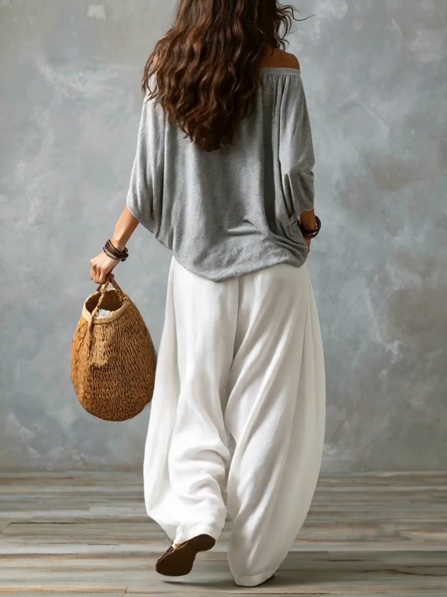 SUMMER | Set with off-shoulder top and lantern pants - Liora Melbourne