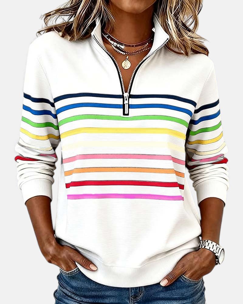 WREN | Zip sweatshirt with rainbow stripes - Liora Melbourne