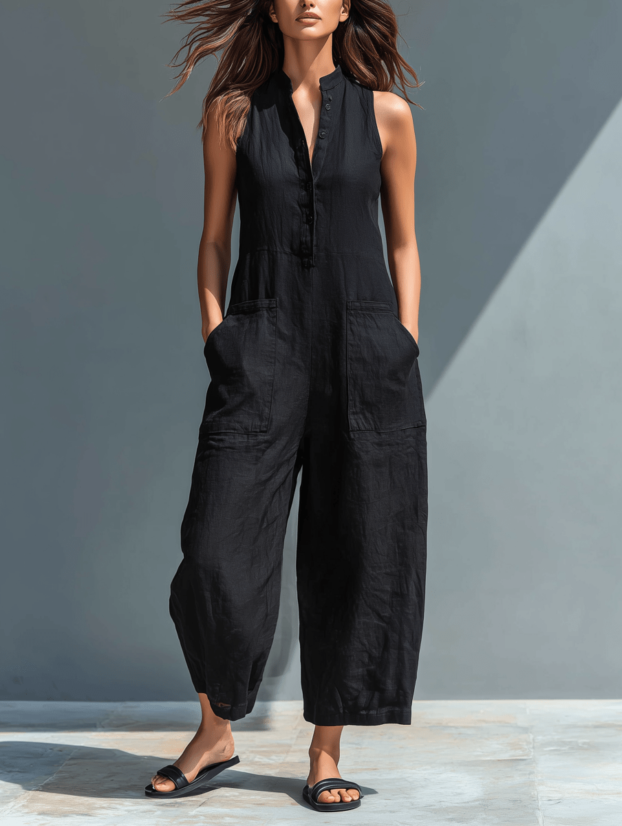 MORGAN | Sleeveless jumpsuit with high collar - Liora Melbourne