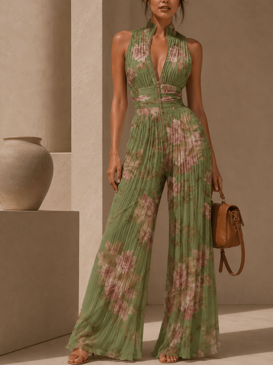 CAELIA | Wide-leg pleated jumpsuit - Liora Melbourne