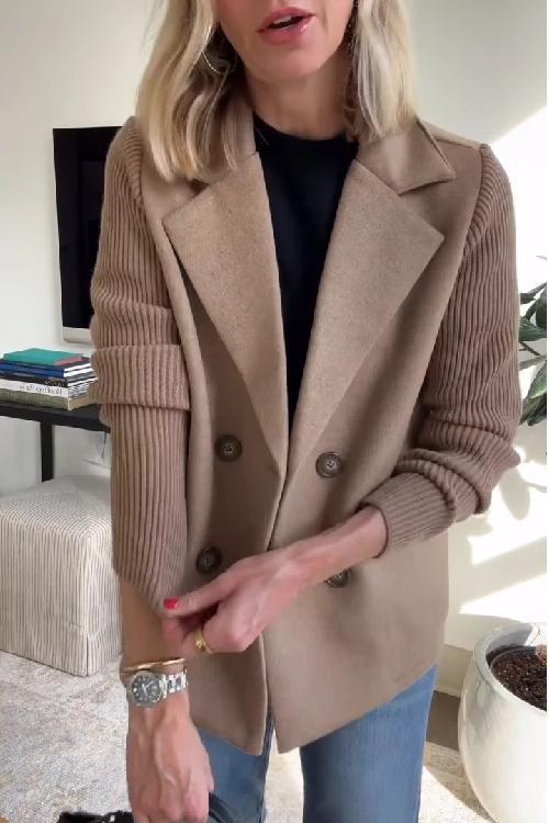CAMRYN | Blazer with contrast knit sleeves - Liora Melbourne