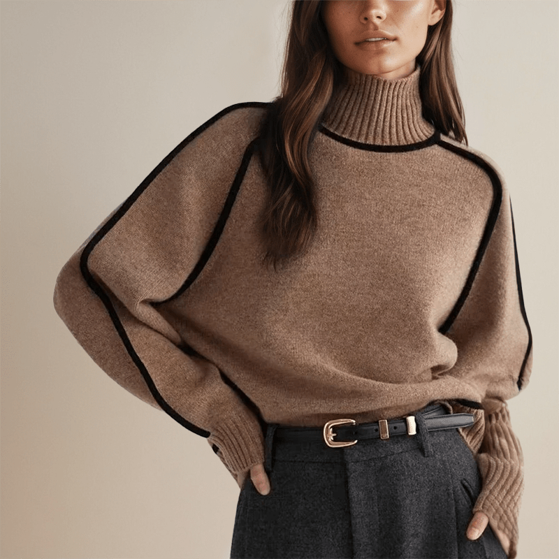 BELLA | Turtleneck jumper with ribbed trim - Liora Melbourne