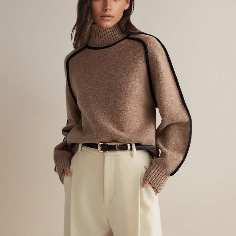 BELLA | Turtleneck jumper with ribbed trim - Liora Melbourne