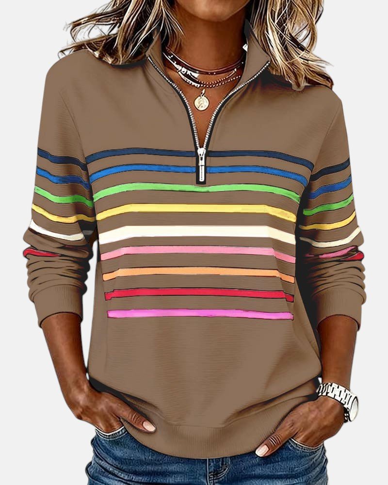WREN | Zip sweatshirt with rainbow stripes - Liora Melbourne