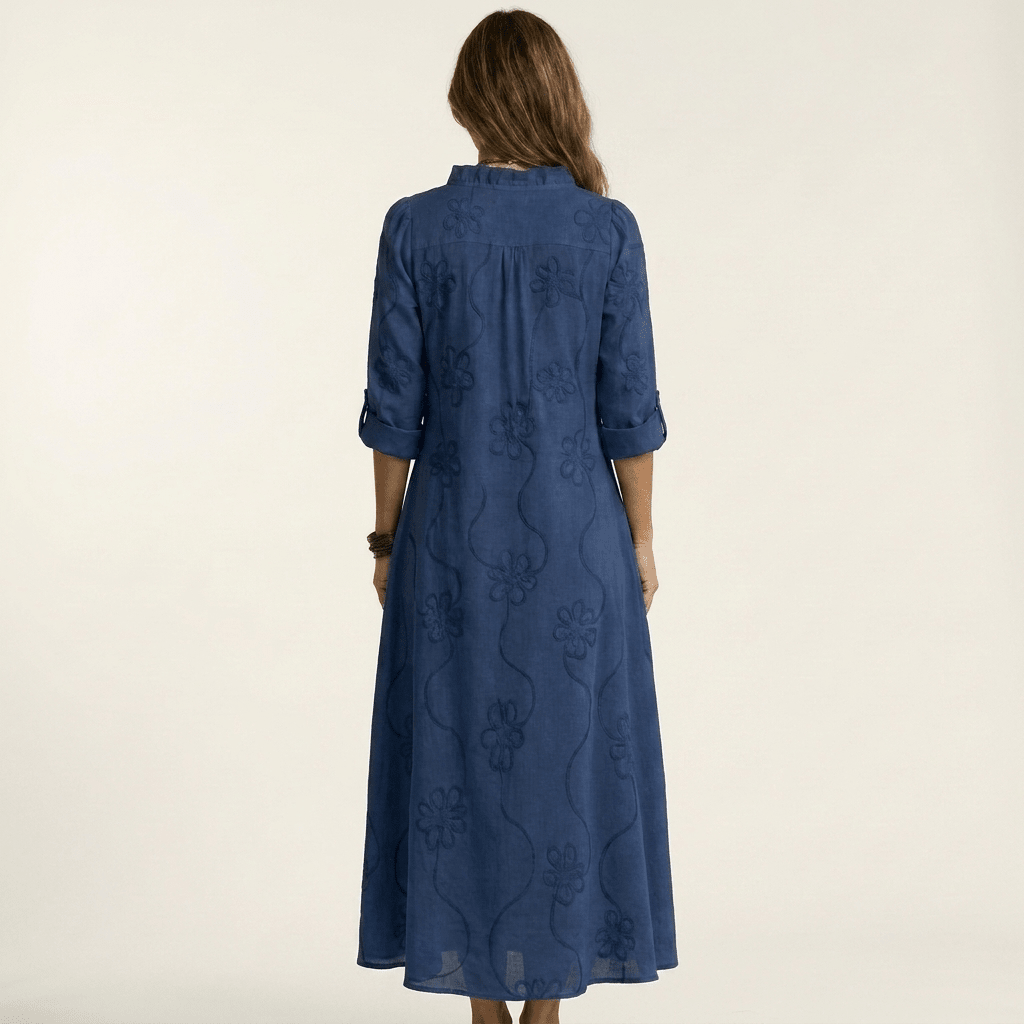 MARIAM | Maxi dress with tonal floral embroidery - Liora Melbourne