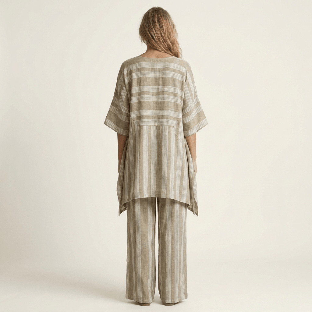 KIARA | Two-piece set with wide-leg striped pants - Liora Melbourne