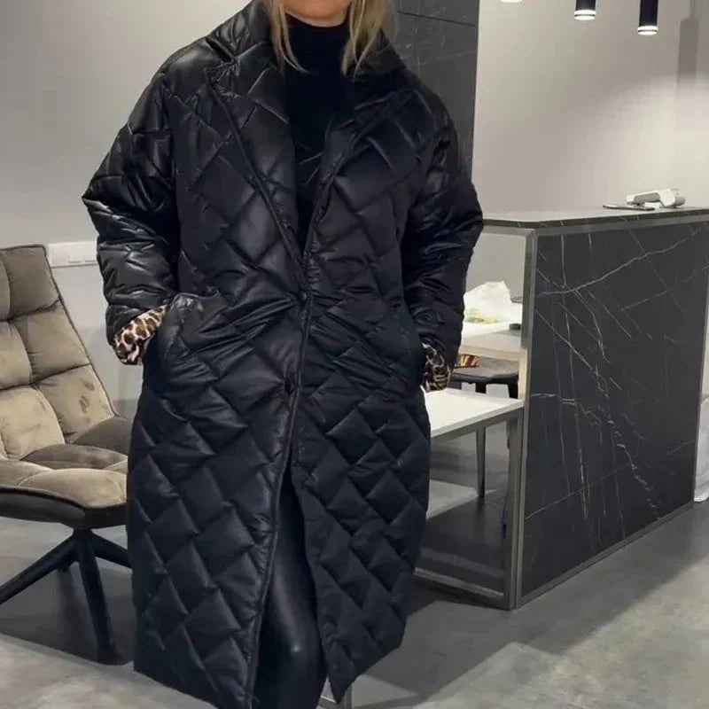 BRIAR | Long coat with diamond quilting - Liora Melbourne