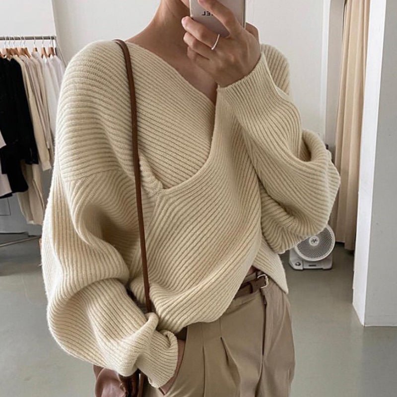 DIANA | Knit jumper with cross-over neckline - Liora Melbourne