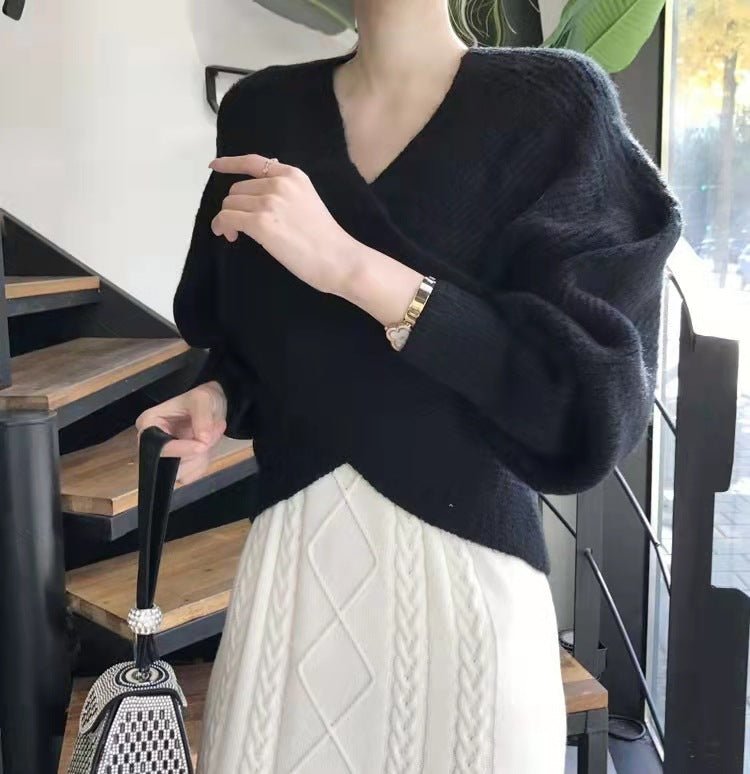 DIANA | Knit jumper with cross-over neckline - Liora Melbourne